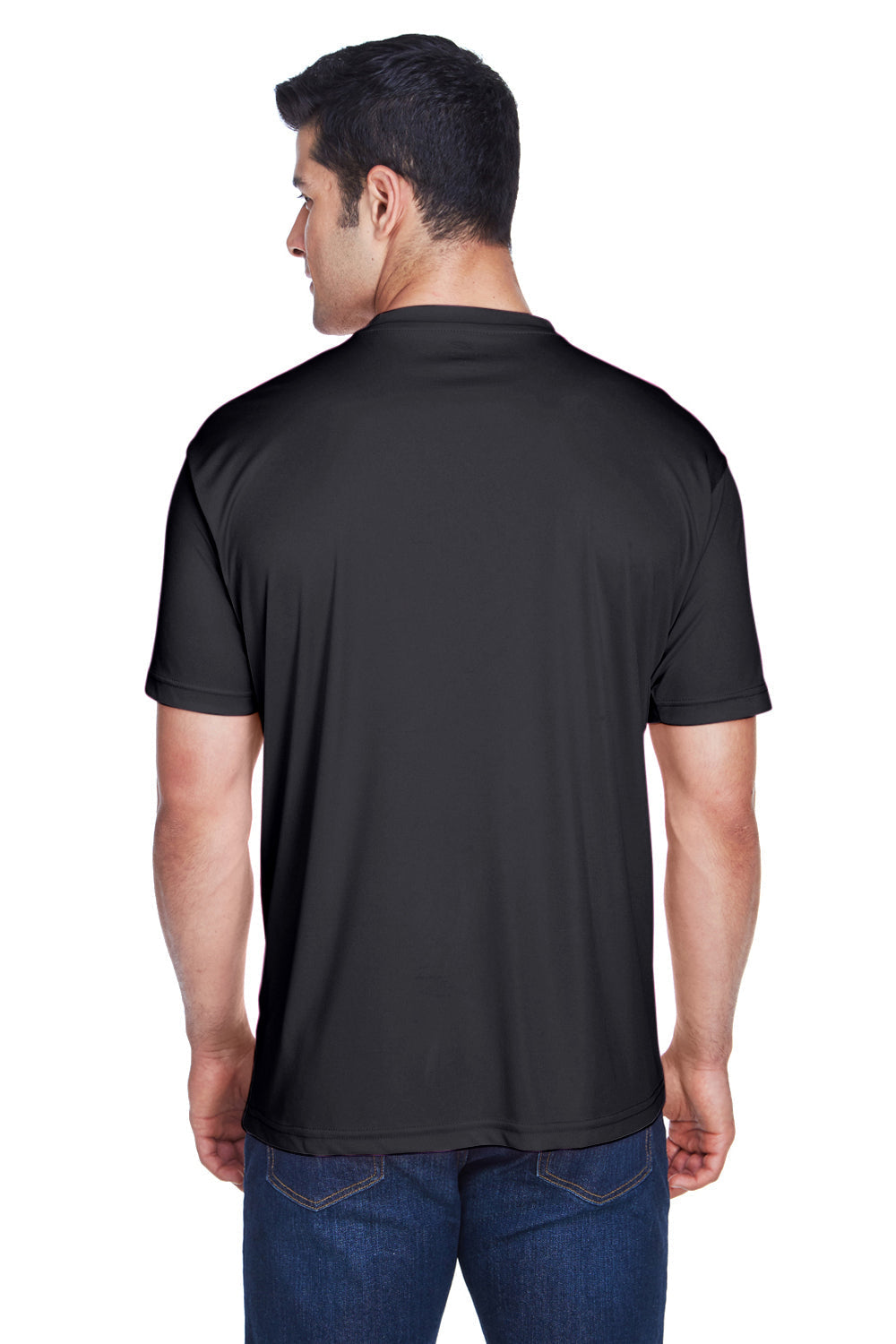 UltraClub Mens Cool & Dry Performance Moisture Wicking Short Sleeve Crewneck T-Shirt - Black - Closeout