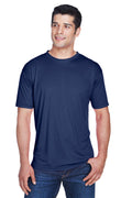 UltraClub Mens Cool & Dry Performance Moisture Wicking Short Sleeve Crewneck T-Shirt - Navy Blue - Closeout