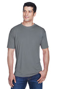 UltraClub Mens Cool & Dry Performance Moisture Wicking Short Sleeve Crewneck T-Shirt - Charcoal Grey - Closeout