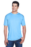 UltraClub Mens Cool & Dry Performance Moisture Wicking Short Sleeve Crewneck T-Shirt - Columbia Blue - Closeout