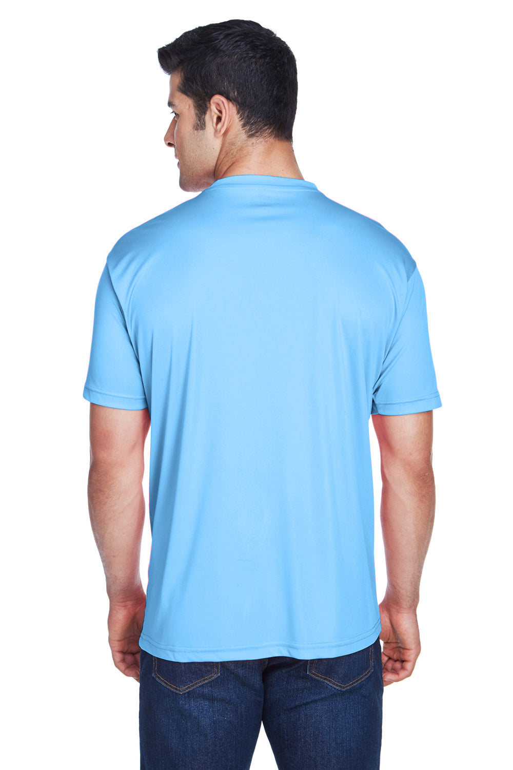 UltraClub Mens Cool & Dry Performance Moisture Wicking Short Sleeve Crewneck T-Shirt - Columbia Blue - Closeout