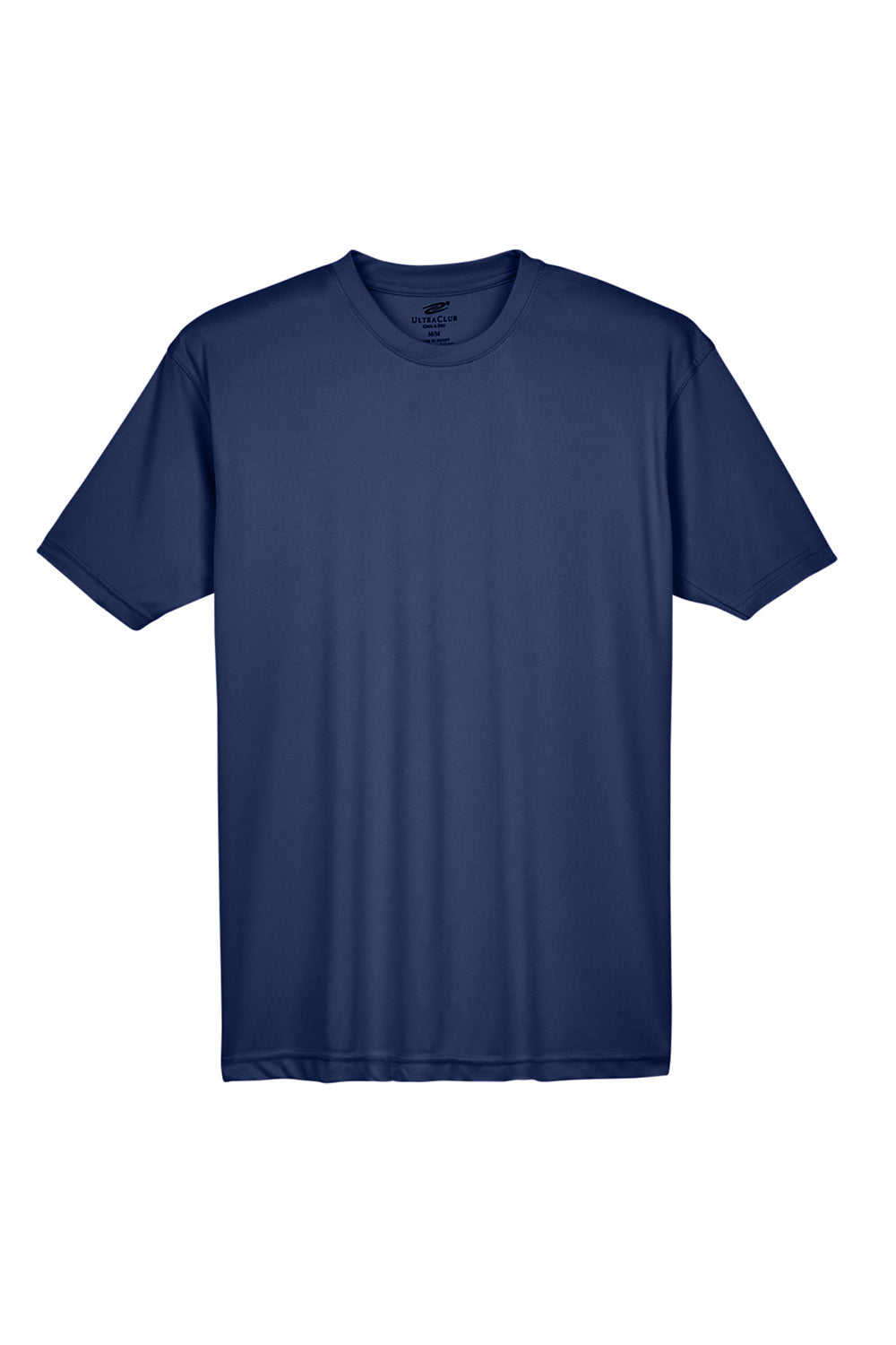 UltraClub Mens Cool & Dry Performance Moisture Wicking Short Sleeve Crewneck T-Shirt - Navy Blue - Closeout