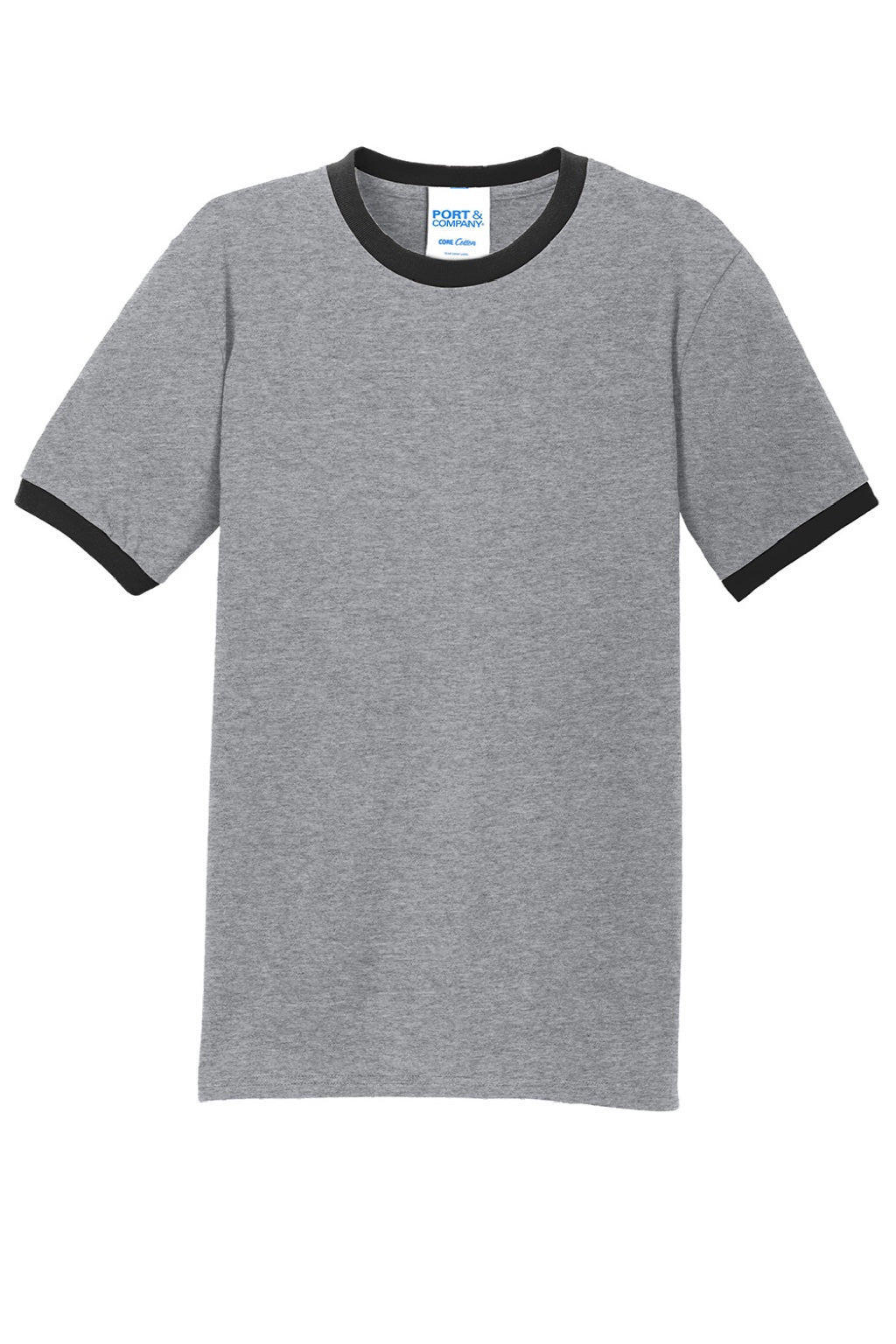 Mens Core Ringer Short Sleeve Crewneck T-Shirt - Heather Grey/Jet Black