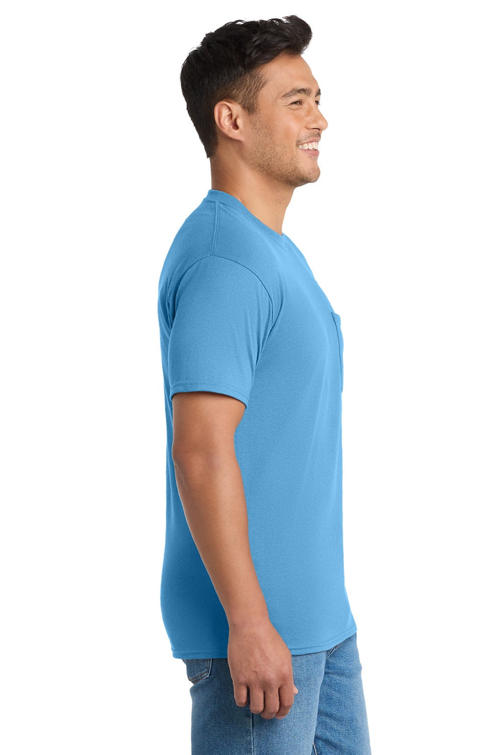 Mens Core Short Sleeve Crewneck T-Shirt w/ Pocket - Aquatic Blue