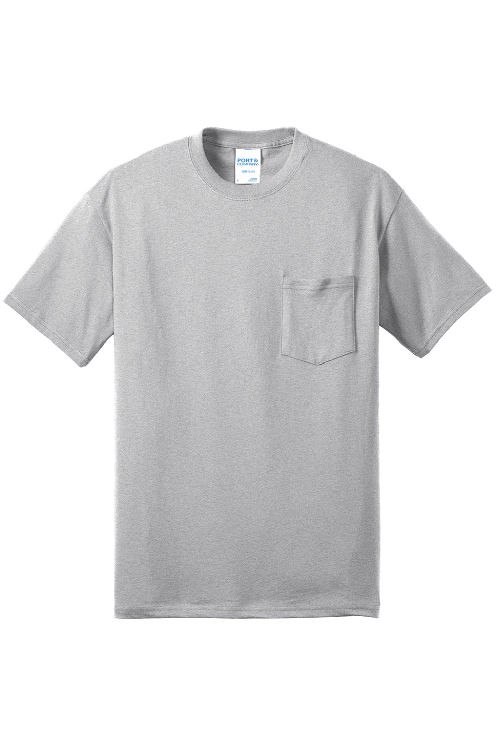 Mens Core Short Sleeve Crewneck T-Shirt w/ Pocket - Ash Grey