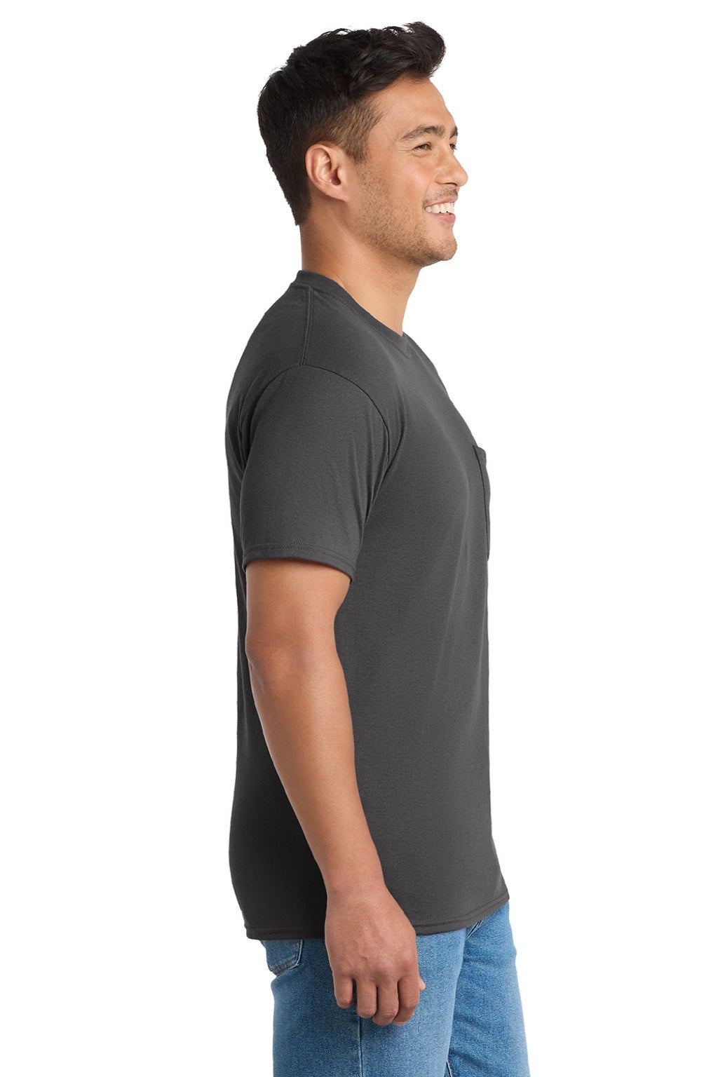 Mens Core Short Sleeve Crewneck T-Shirt w/ Pocket - Charcoal Grey