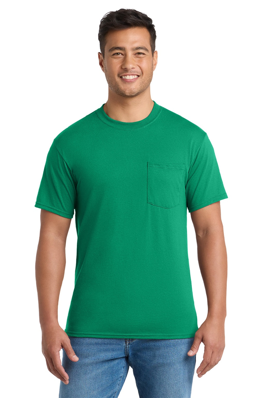 Mens Core Short Sleeve Crewneck T-Shirt w/ Pocket - Kelly Green