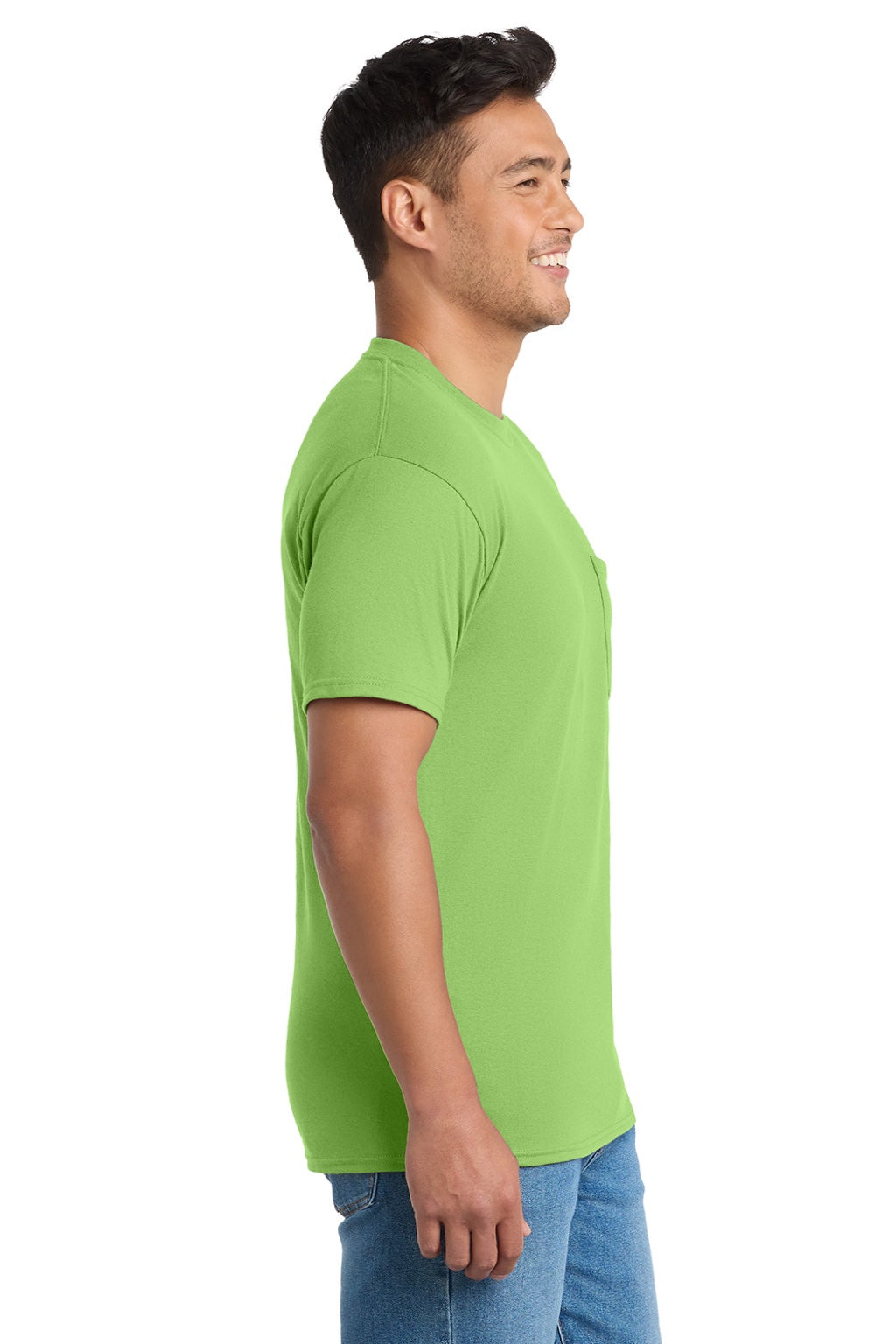Mens Core Short Sleeve Crewneck T-Shirt w/ Pocket - Lime Green