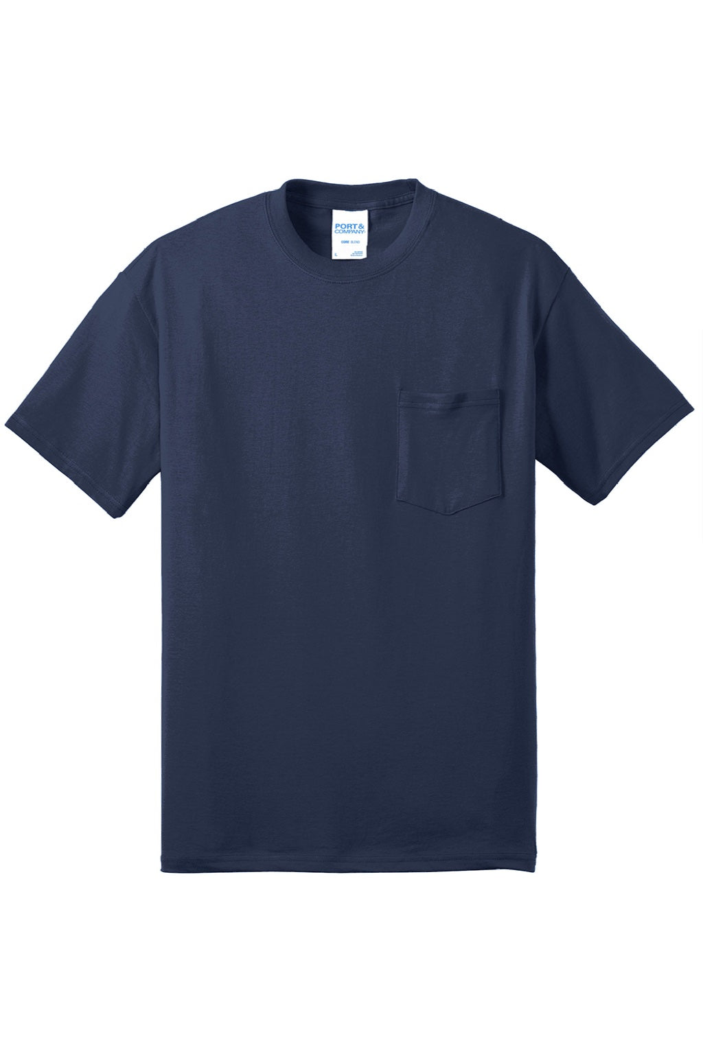 Mens Core Short Sleeve Crewneck T-Shirt w/ Pocket - Navy Blue