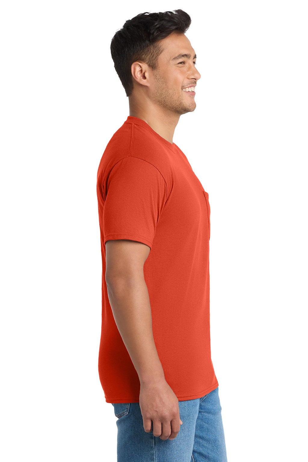 Mens Core Short Sleeve Crewneck T-Shirt w/ Pocket - Orange
