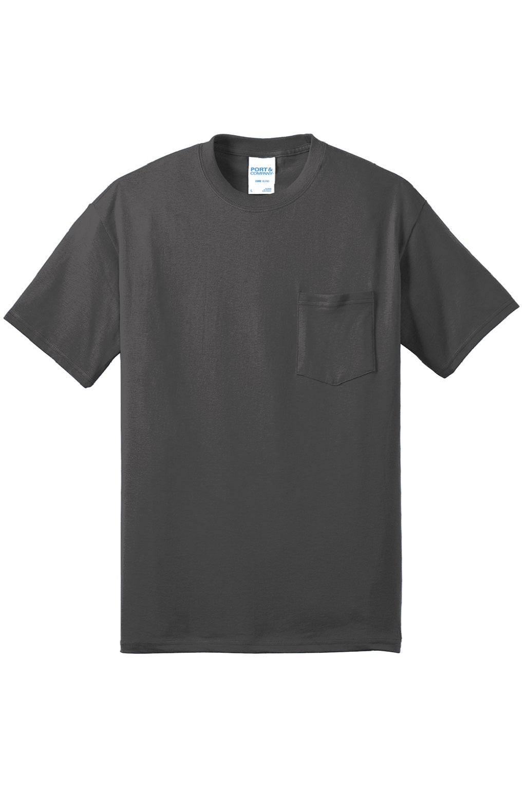 Mens Core Short Sleeve Crewneck T-Shirt w/ Pocket - Charcoal Grey
