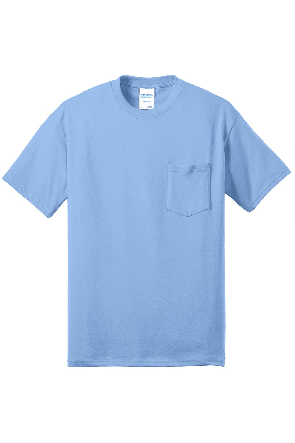 Mens Core Short Sleeve Crewneck T-Shirt w/ Pocket - Light Blue
