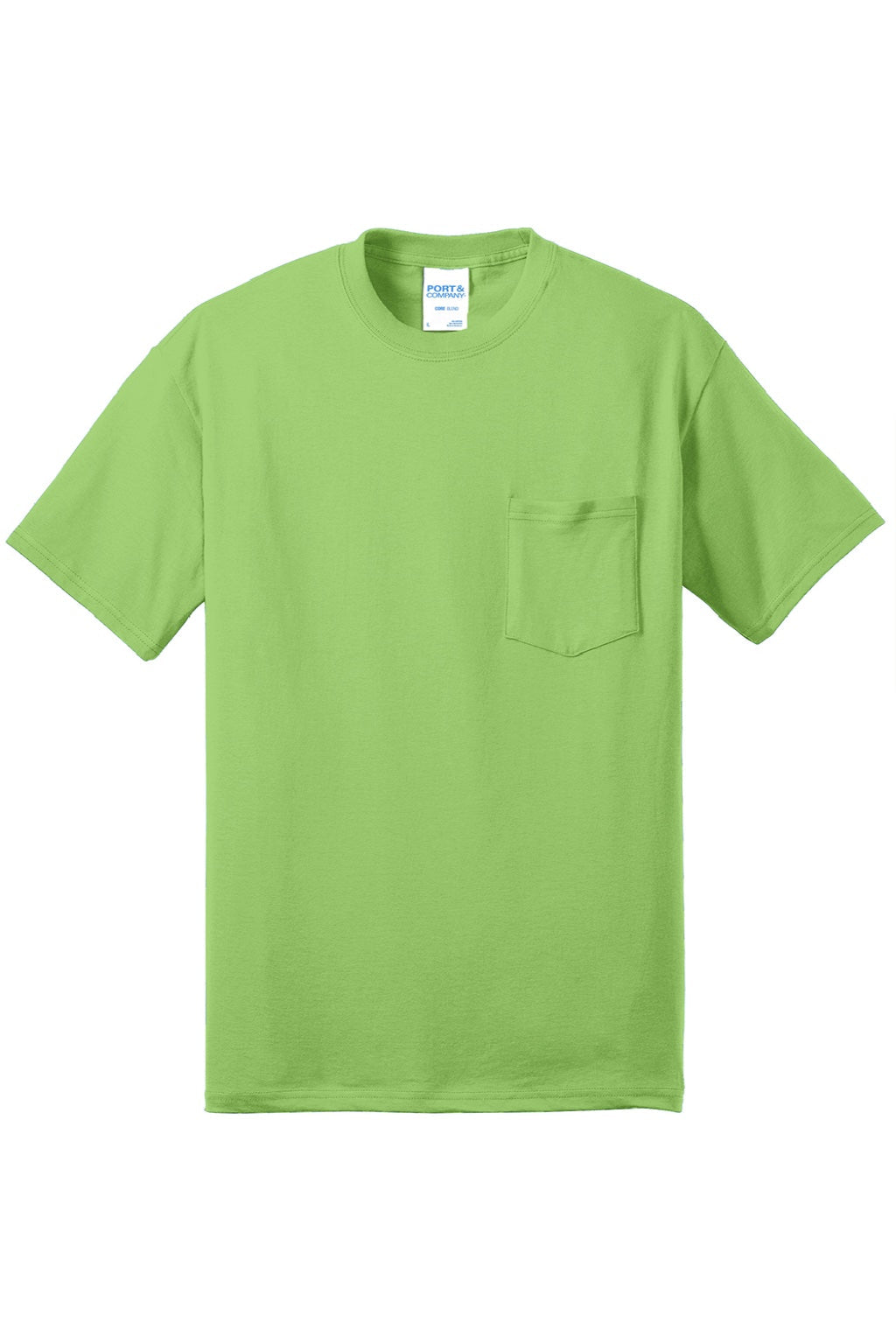Mens Core Short Sleeve Crewneck T-Shirt w/ Pocket - Lime Green