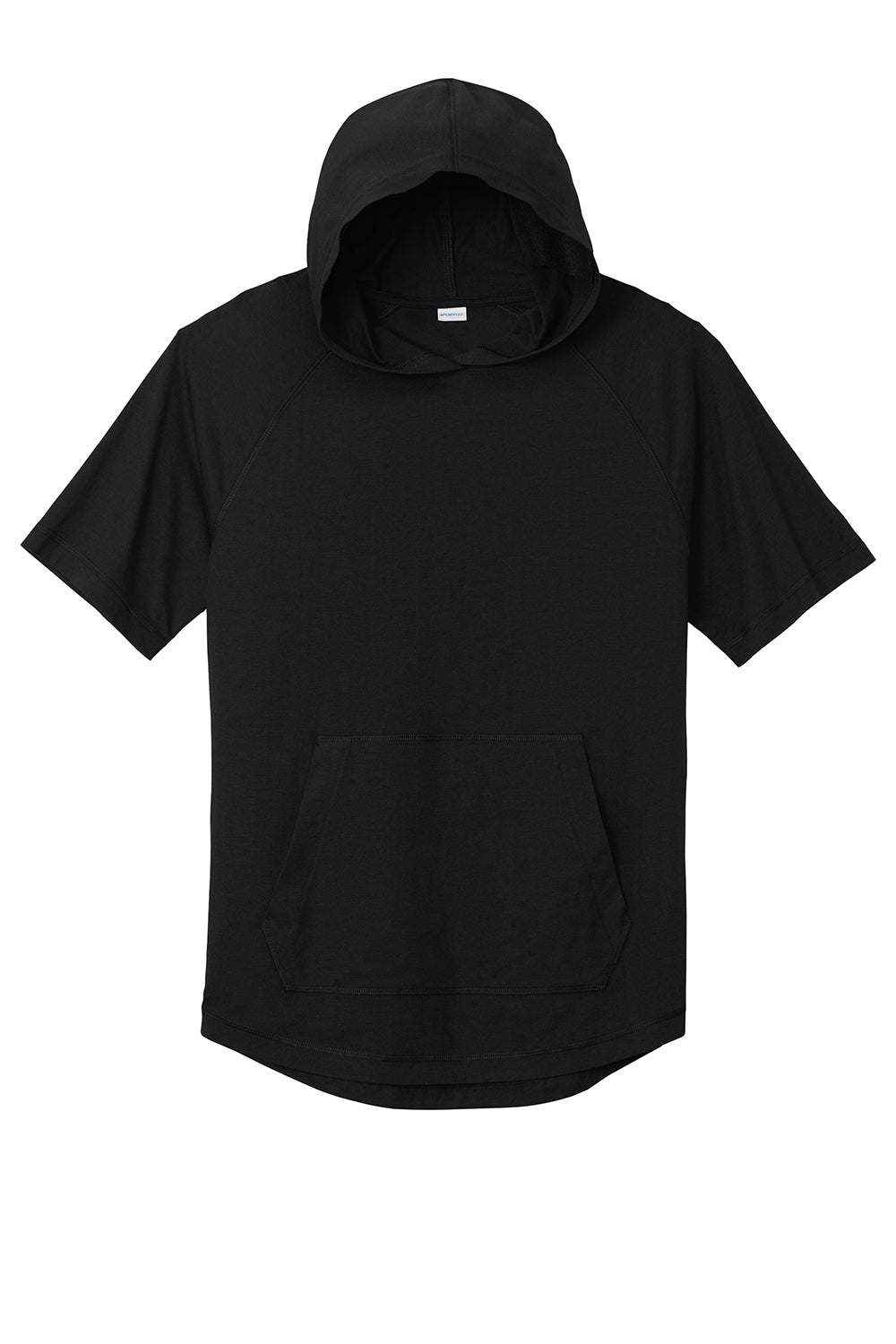 Sport-Tek Mens Moisture Wicking Short Sleeve Hooded T-Shirt Hoodie - Black