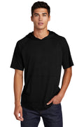 Sport-Tek Mens Moisture Wicking Short Sleeve Hooded T-Shirt Hoodie - Black