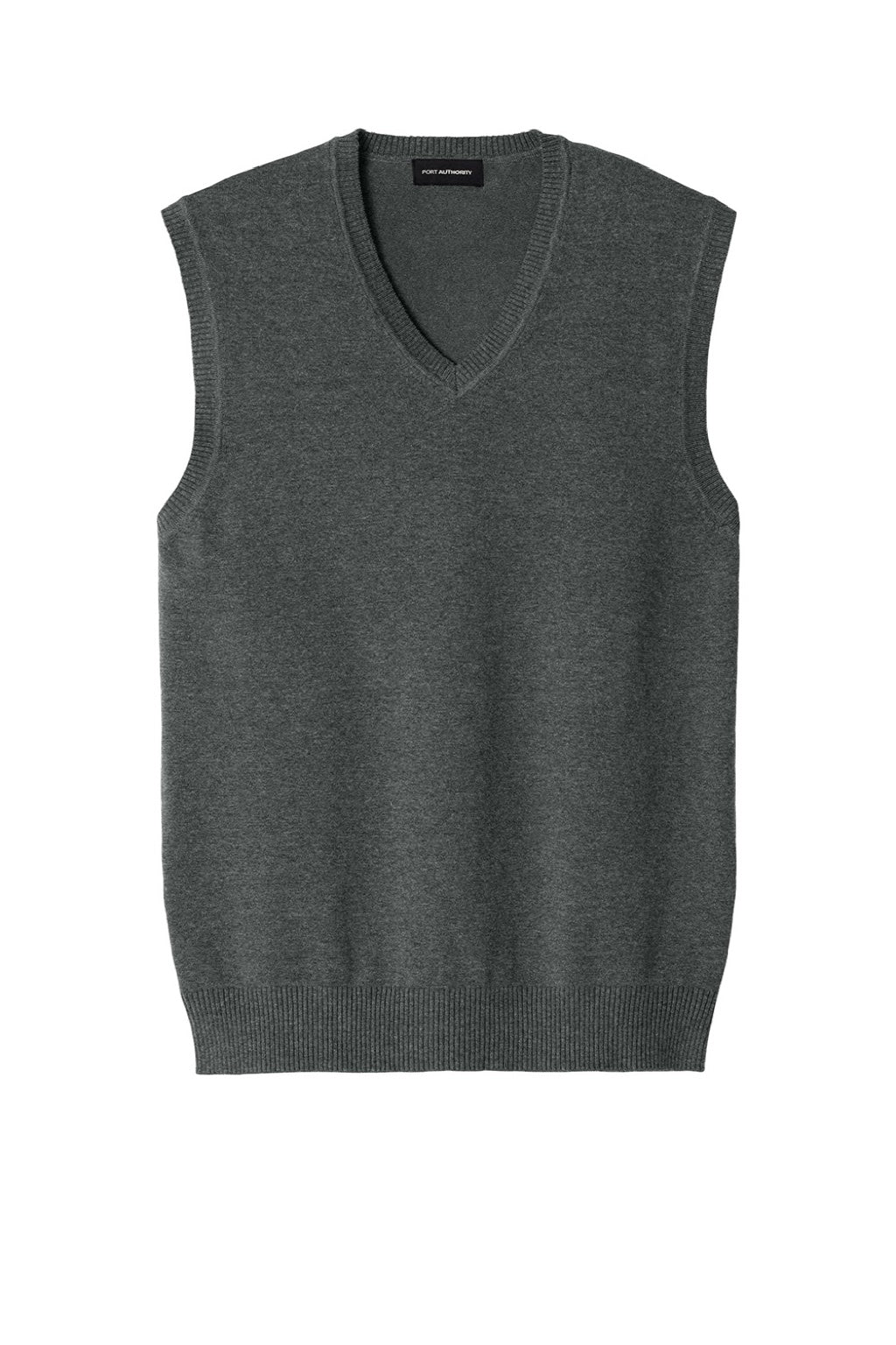 Mens Easy Care V-Neck Sweater Vest - Heather Charcoal Grey