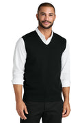 Mens Easy Care V-Neck Sweater Vest - Deep Black