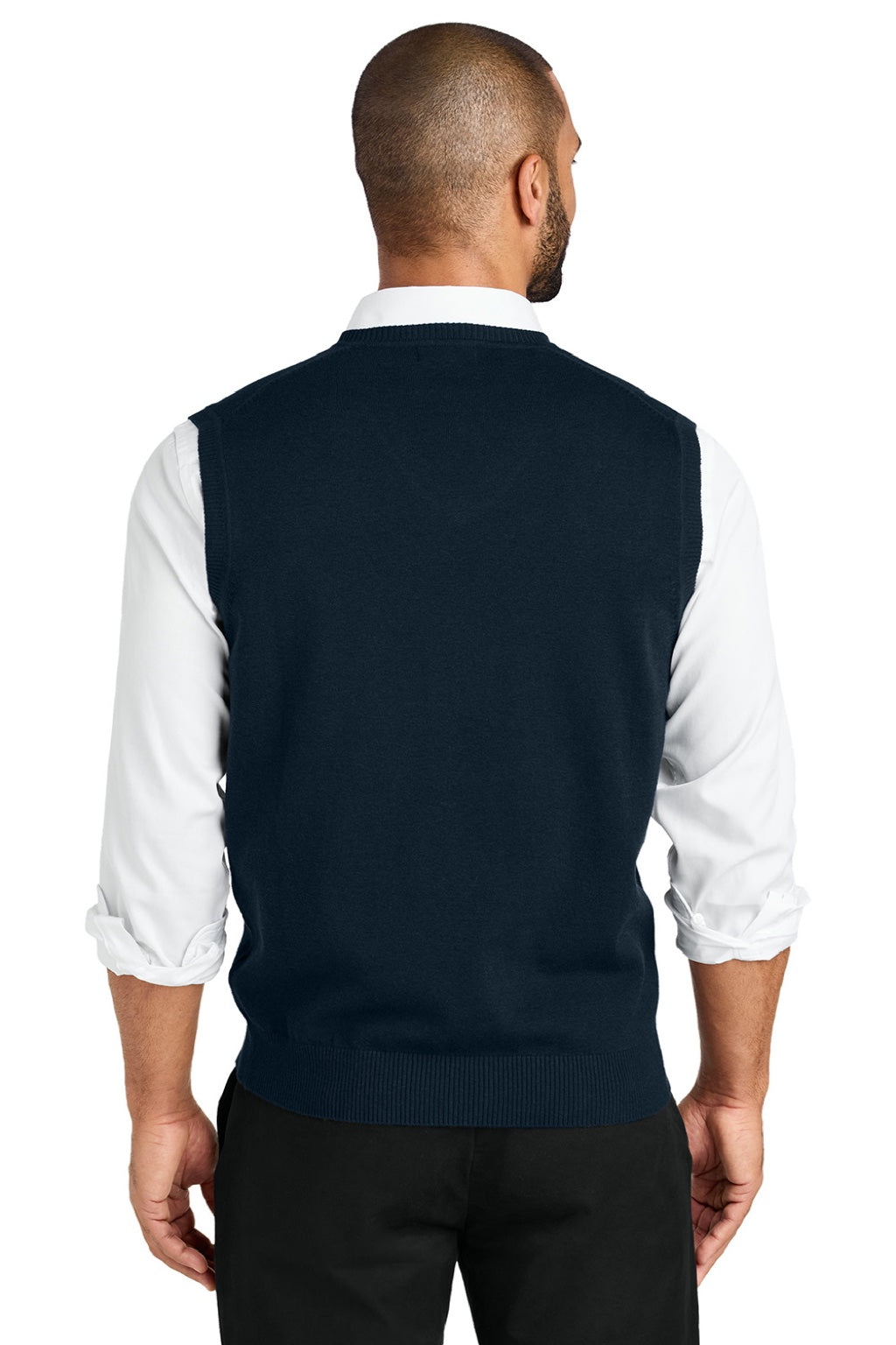 Mens Easy Care V-Neck Sweater Vest - River Navy Blue