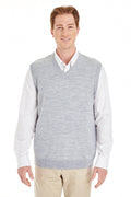 Harriton Mens Pilbloc Pill Resistant V-Neck Sweater Vest - Heather Grey