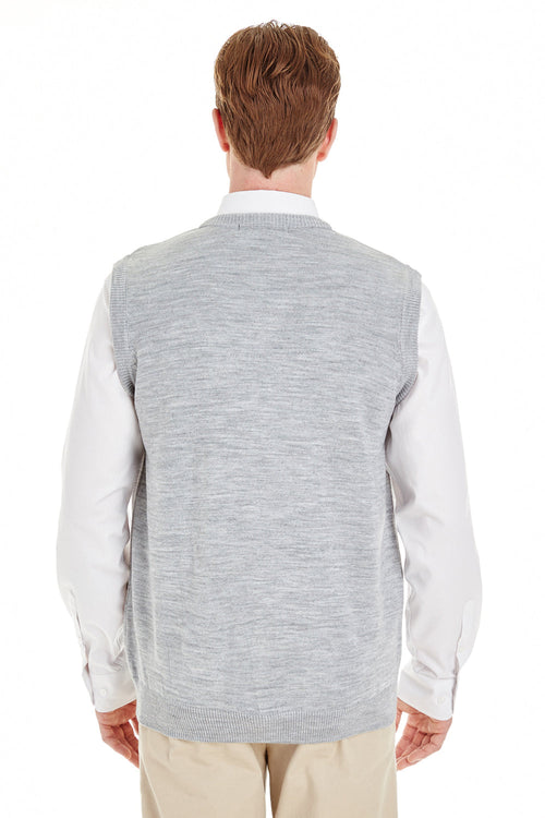 Harriton Mens Pilbloc Pill Resistant V-Neck Sweater Vest - Heather Grey