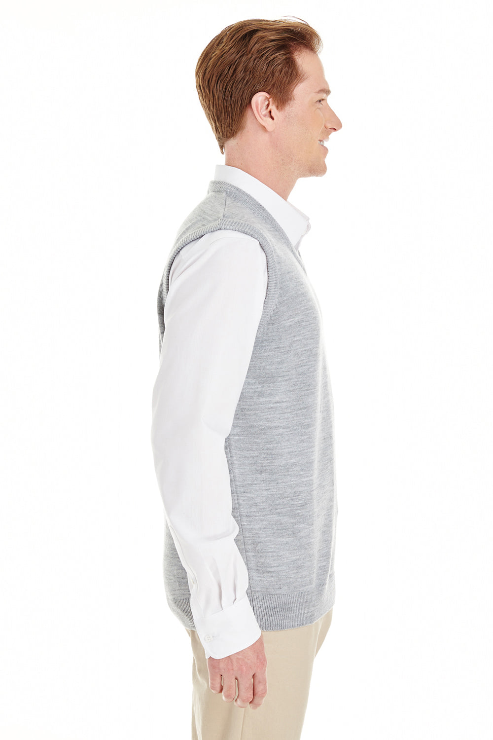 Harriton Mens Pilbloc Pill Resistant V-Neck Sweater Vest - Heather Grey