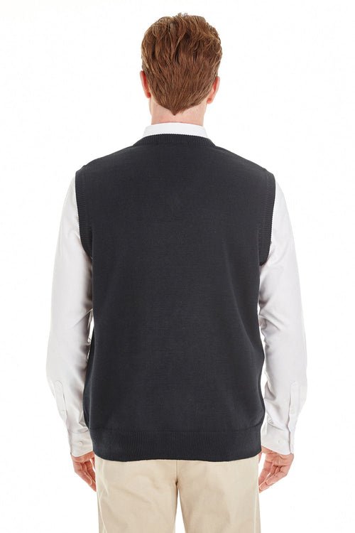 Harriton Mens Pilbloc Pill Resistant V-Neck Sweater Vest - Black