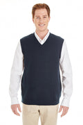 Harriton Mens Pilbloc Pill Resistant V-Neck Sweater Vest - Dark Navy Blue