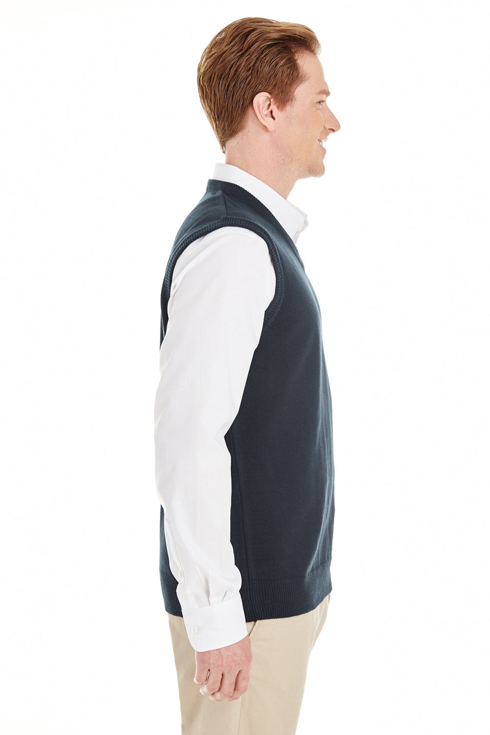 Harriton Mens Pilbloc Pill Resistant V-Neck Sweater Vest - Dark Navy Blue